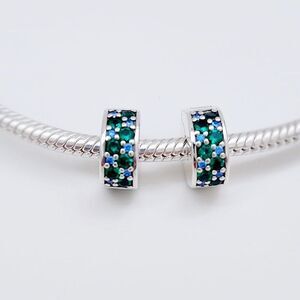 Pandora Green Blue Mosaic Clip Charms